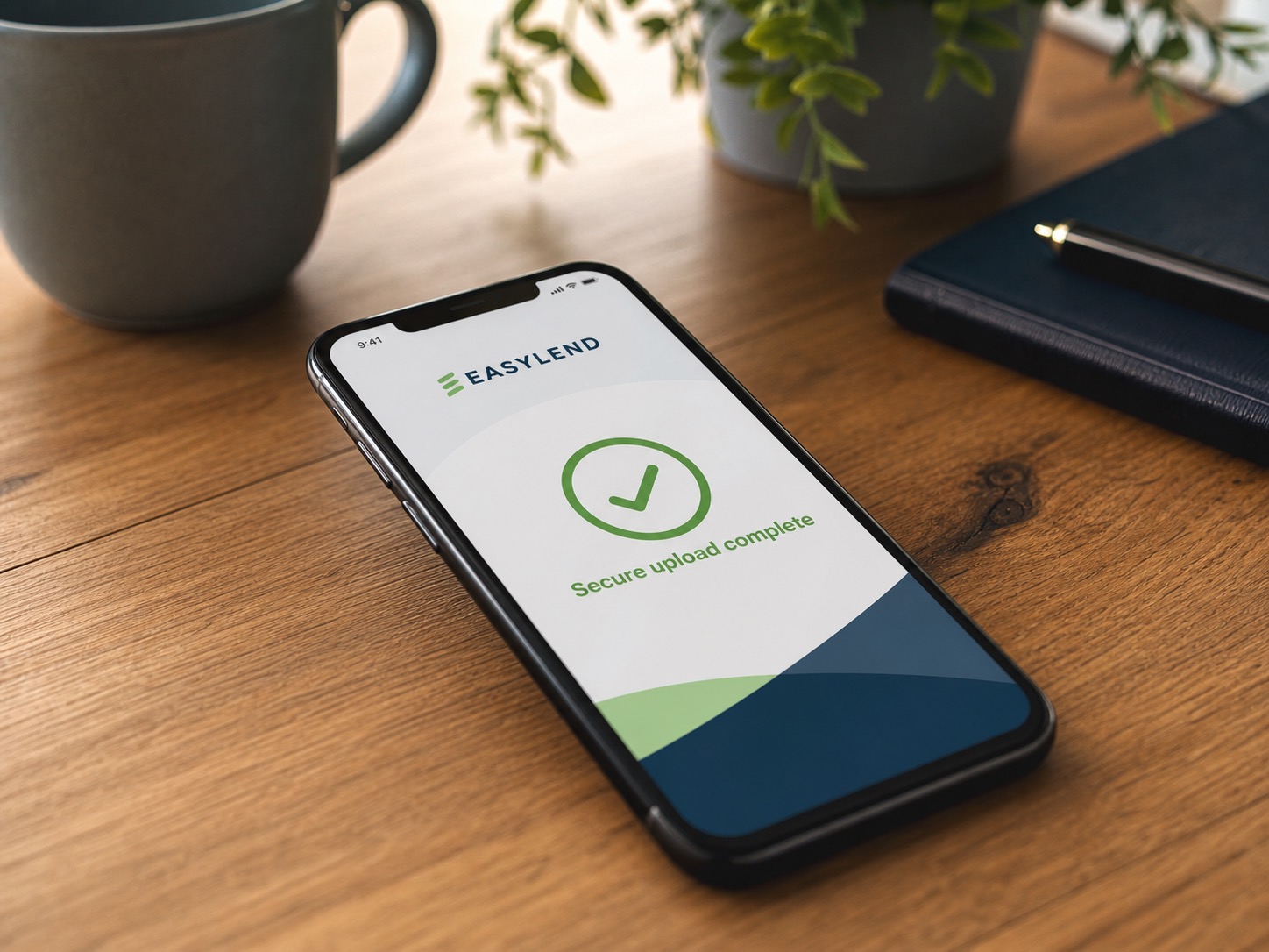 EasyLend secure upload dashboard on a smartphone