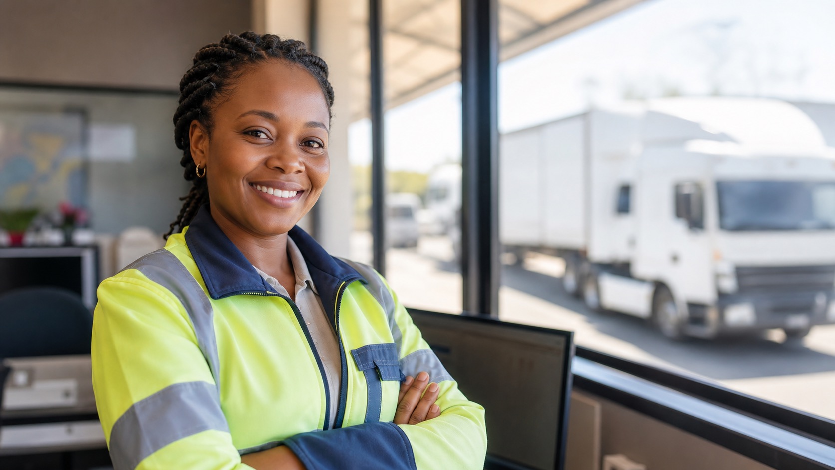 South African logistics manager in a transport office